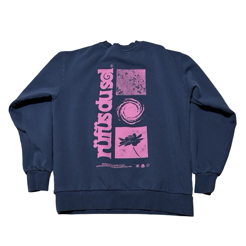 Rufus Du Sol Navy Sweatshirt Rüfüs Tour Merch EDM House Inhale Exhale 2025 SMALL